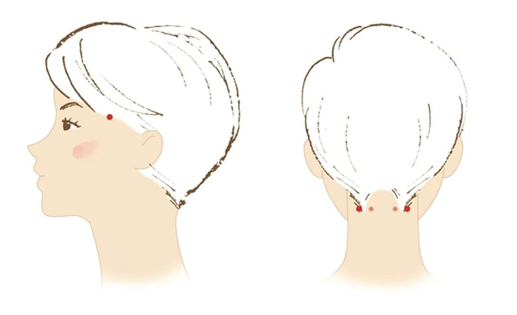 [사진설명] 머리의 혈액순환과 피로 해소에 효과적인 ‘태양혈’(좌), ‘풍지혈’(우).jpg