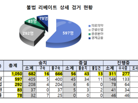 불법 리베이트 및 공직자 부패비리 특별단속 통해 2617명 단속