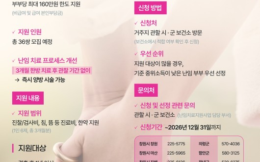 “경남지역 난임부부에게 한의약 치료 지원합니다”