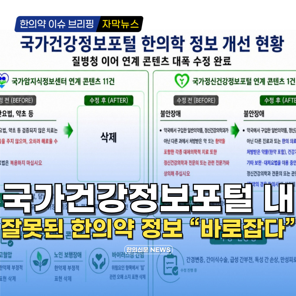 [자막뉴스] 국가건강정보포털 내 잘못된 한의약 정보 “바로잡다”