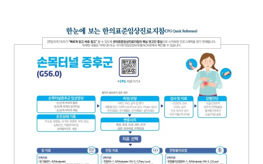한눈에 보는 한의표준임상진료지침 - 손목터널 증후군